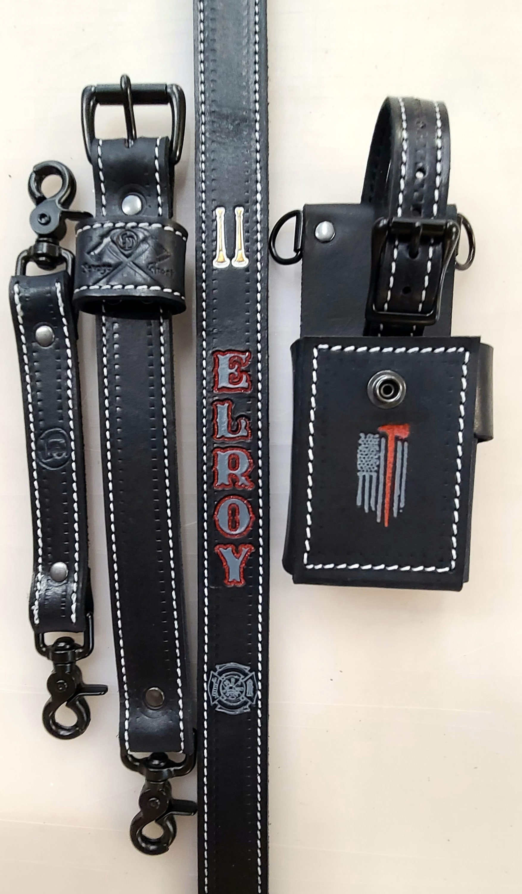 Premium Savage Ghost Leather Firefighter Radio Strap WITH radio bucket - Unleash the Beast
