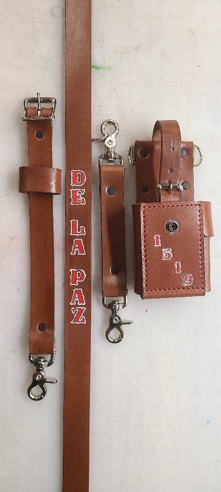 NY Style Custom Leather Firefighter Radio Strap WITH Radio Bucket: Superior Quality for First Responders