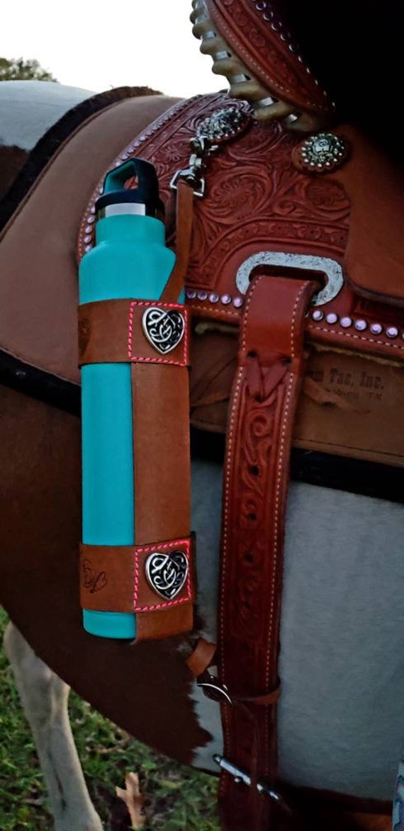 Saddle water bottle and leather holder Etsy