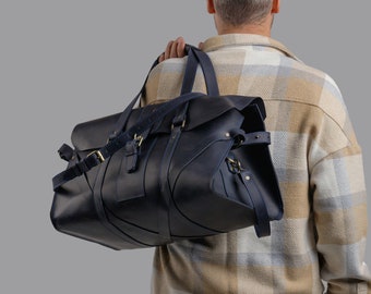 Handmade Leather Duffle Bag: Personalized Travel Weekender