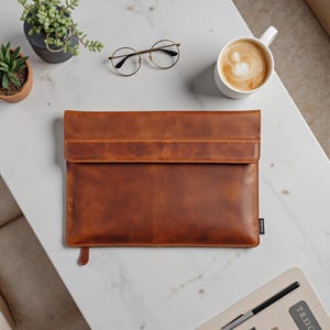 Handmade Leather Laptop Sleeve Unique Gift for IT Experts Programmers Premium Leather Laptop Cover Personalized Gift for IT Professionals