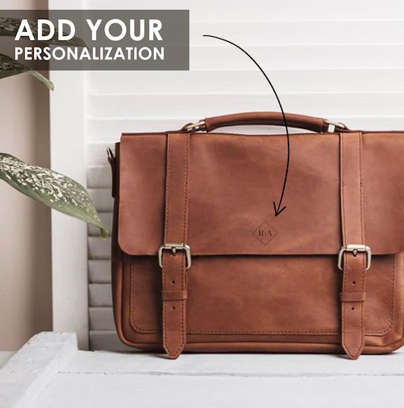 Buy Mens Leather Briefcase With Monogram Personalized Anniversary Gift for Husband Leather Satchel Gift Mens Leather Laptop Bag for Him Online in India Etsy