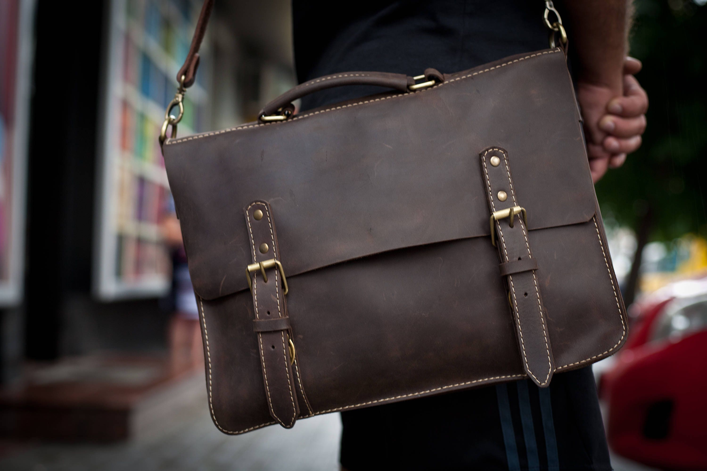 Leather Men's Briefcase Leather Laptop Bag Leather | Etsy