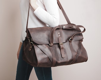 Extra Large Leather Duffel Bag: Handmade Women's Travel Tote