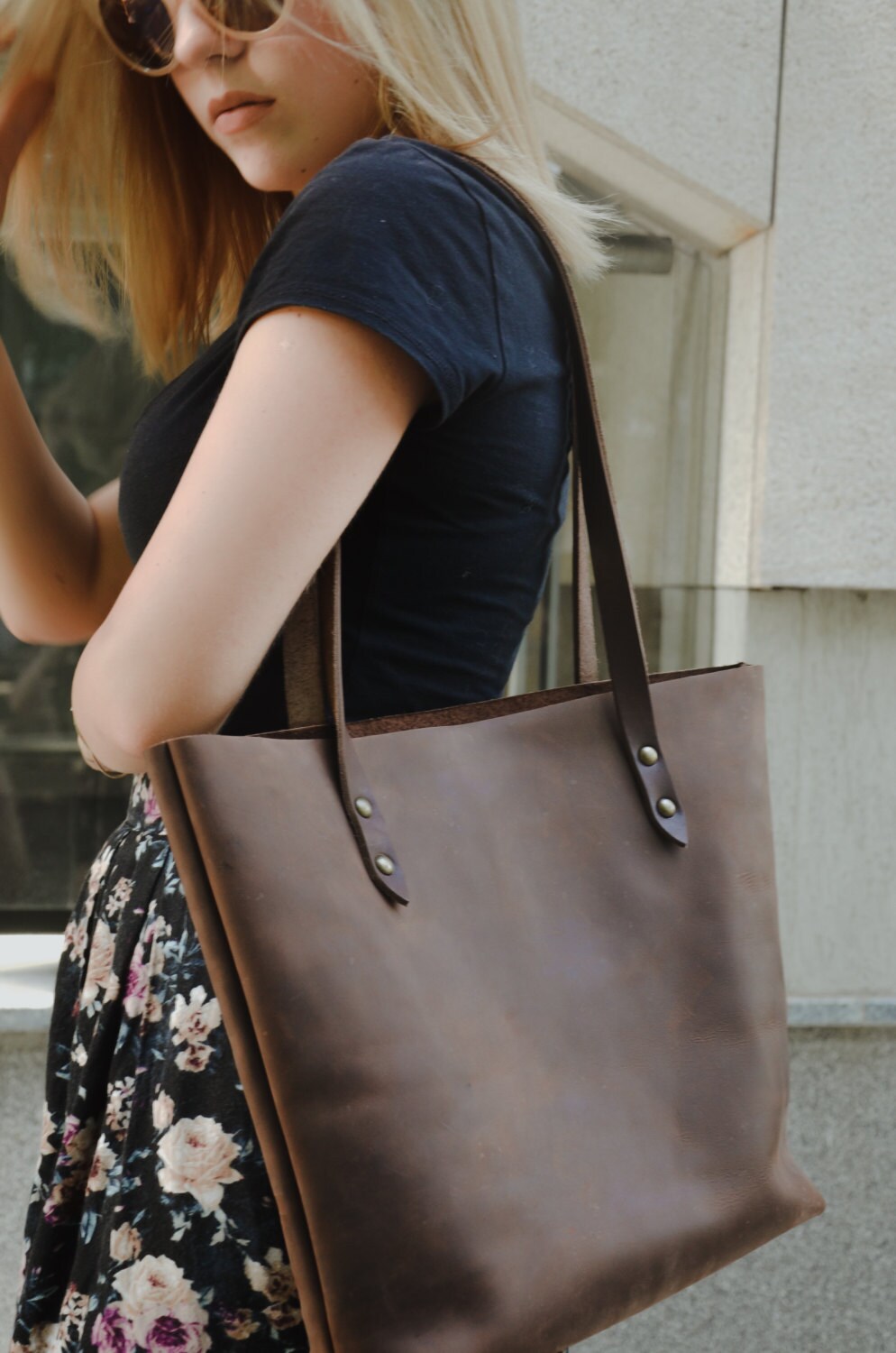 Brown laptop tote Brown leather tote leather tote bag Etsy