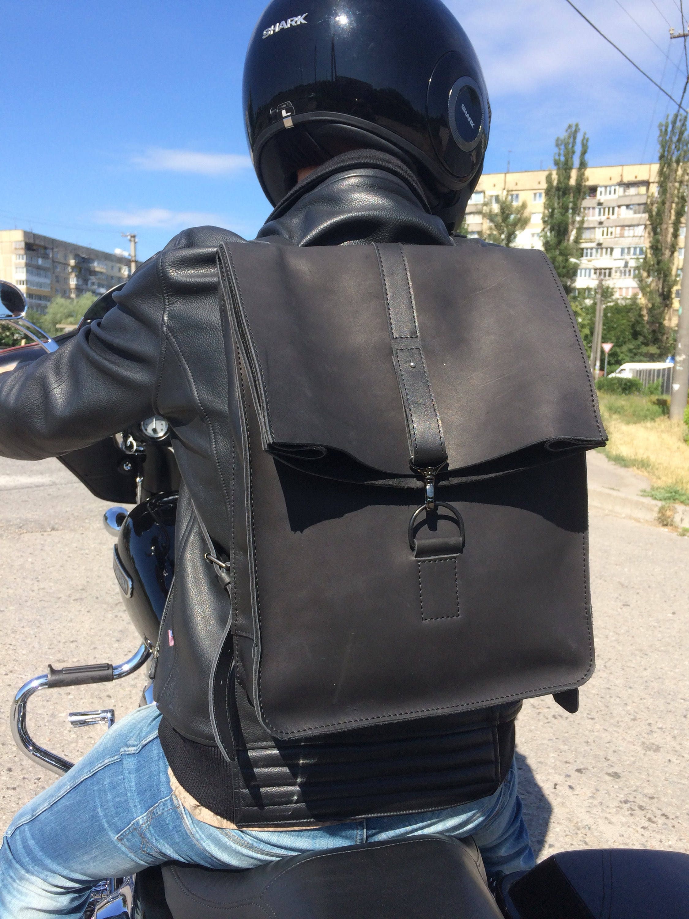 Men laptop leather backpack black leather backpack men's Etsy