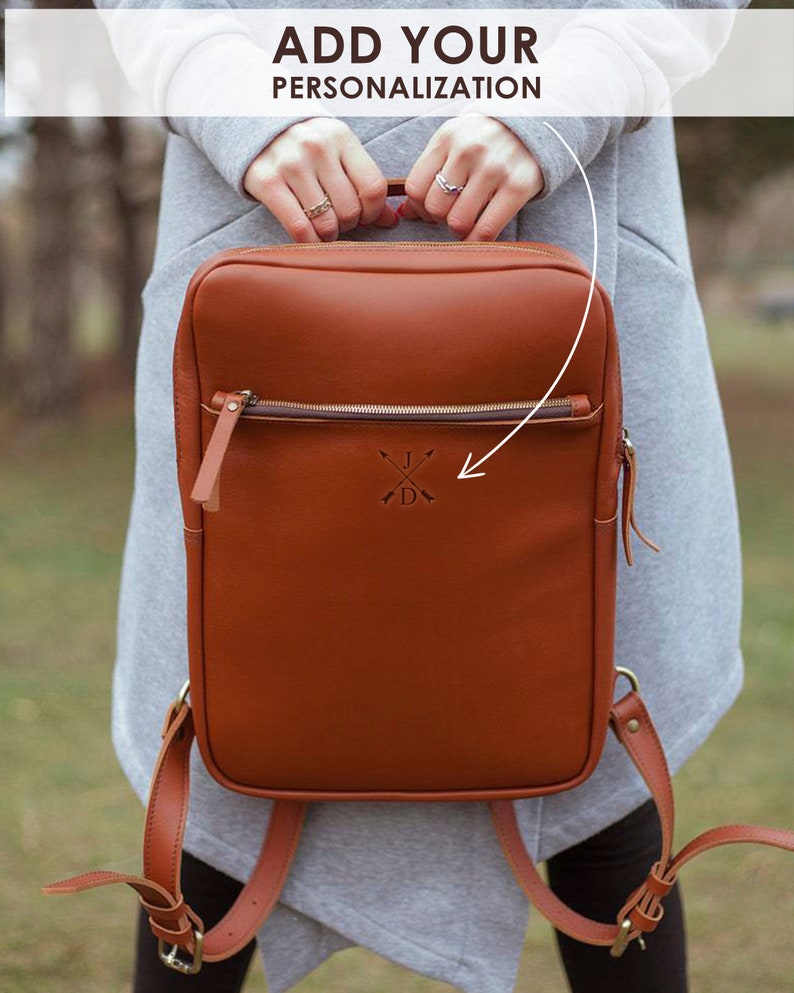 Leather Laptop Backpack Brown College Backpack Slim Laptop Etsy
