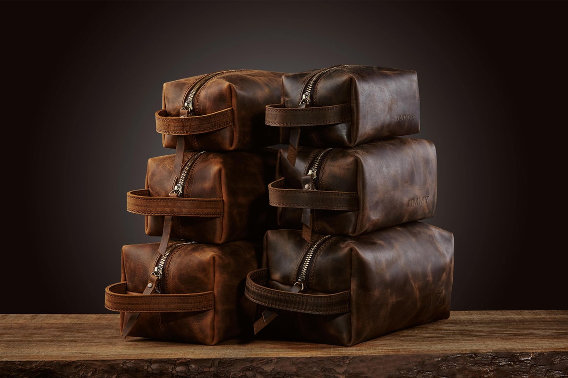 Men's Travel Kit Leather Shave Kit Personalized Genuine Etsy