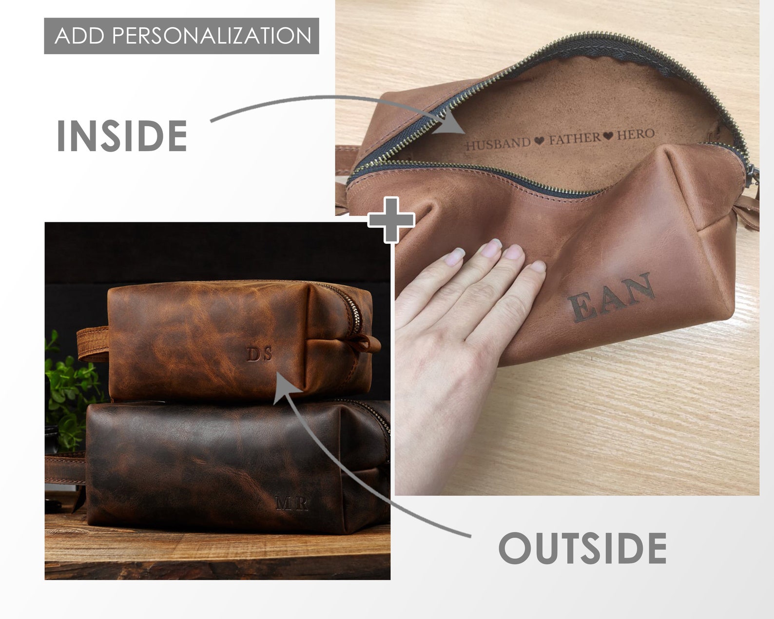 Leather Dopp Kit Bag Personalized Anniversary Gift for Him - Etsy