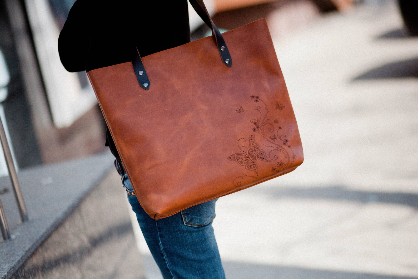 Leather Market Bag Leather Women Tote Bag Women Handbag Etsy