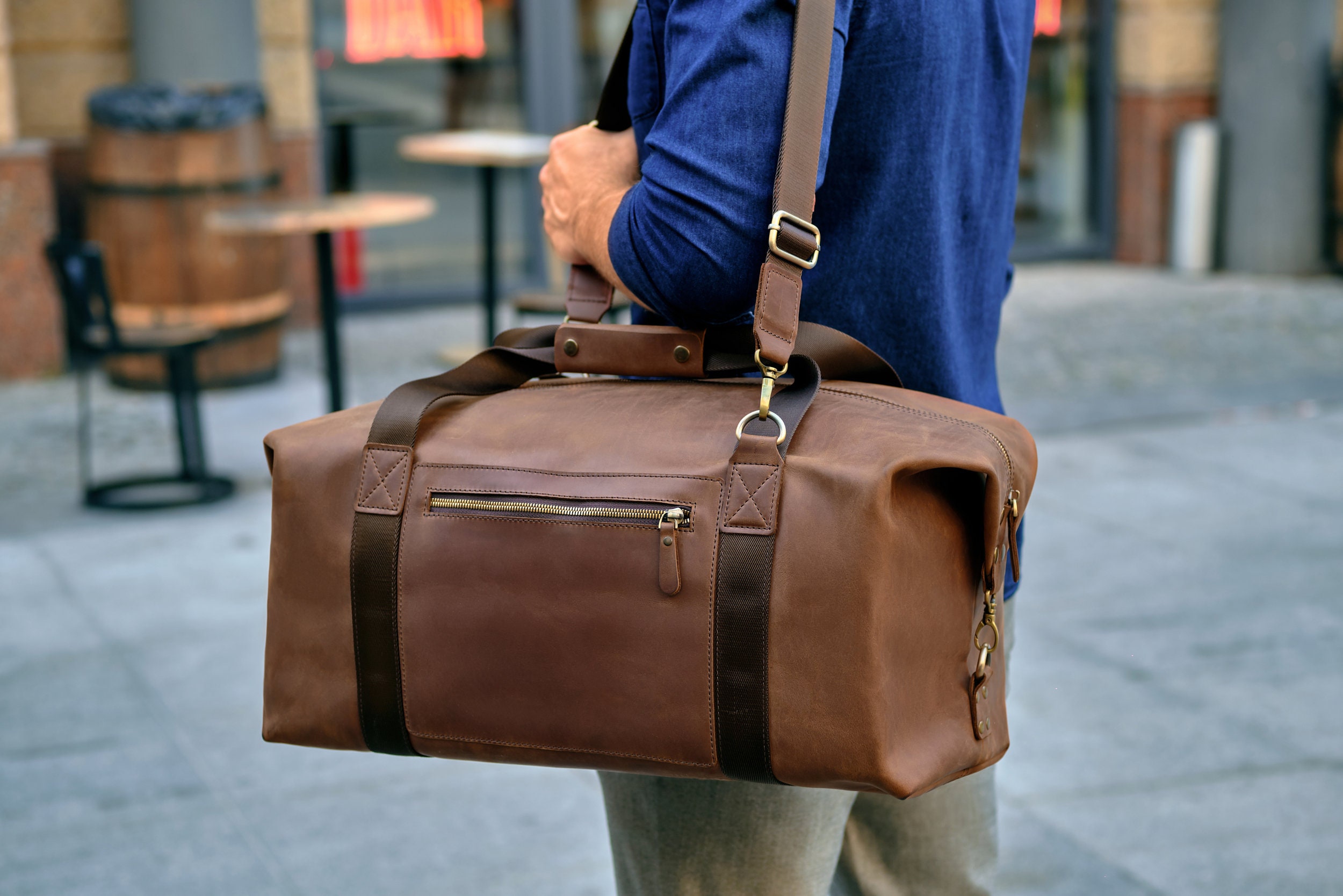 Travel Leather Duffle Bag Weekender Bag Men Leather Gym Bag | Etsy