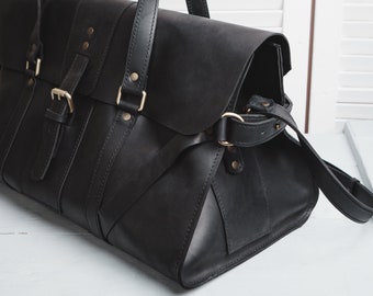 Duffle men's overnight bag, weekender bag for men, leather duffle bag, unisex bowling bag, carryon travel bag, leather handbag from stasukan