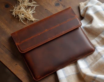 Personalized Leather Laptop Sleeve: Handmade Protective Case