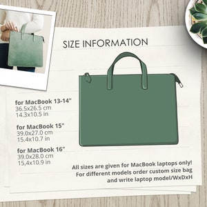 Leather laptop bag, MacBook sleeve with handle, MacBook bag, MacBook Air 13.3 M1 2020 bag, leather MacBook 14 16 2021 M1 Pro/M1 Max skin image 8