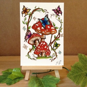 Champignon vénéneux féerique - Impressions/cartes d'art - Disponible au format A6 et A5.