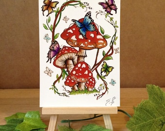 Fairy Toadstool - Fine Art Prints/Cards - Available in A6 and A5 size.