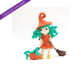 Crochet tutorial: Pumpkin Witch mini doll