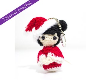 Tutoriel crochet: kokeshi de Noël en porte-clés