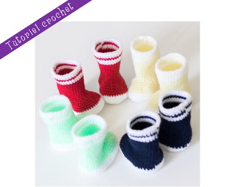 Tutoriel crochet: bottes de pluies pour nouveau-né - Téléchargement instantané -