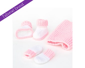 Tutoriel tricot : chaussons, moufles et snood pour poupon