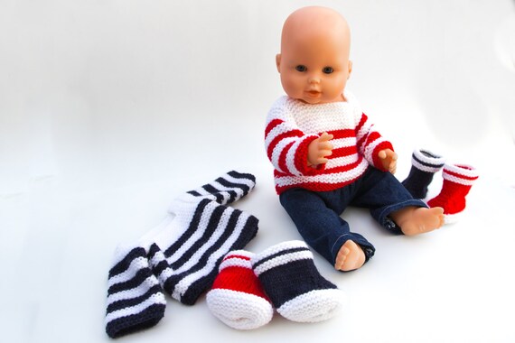 Tutoriel Tricot Pull Marin Et Bottes De Pluie Pour Poupon De Etsy