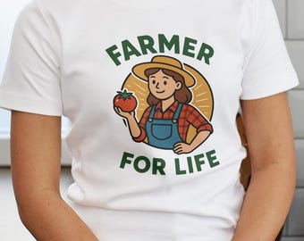 Farmer For Life Tee, Gardening Gift, Eco-Friendly Cotton