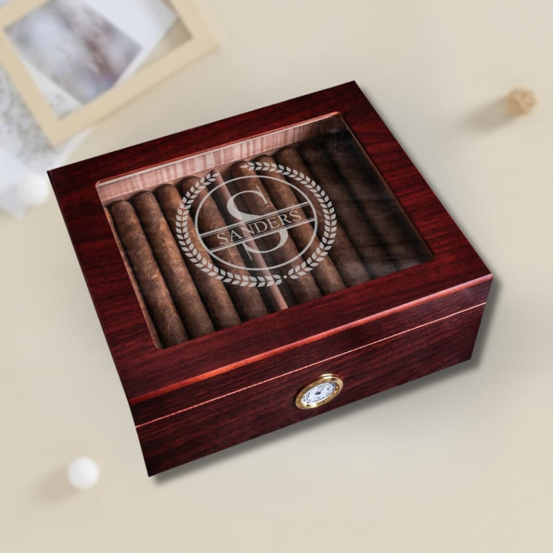 Engraved Glass Top Cigar Humidor/ Personalized Humidor Box is Etsy