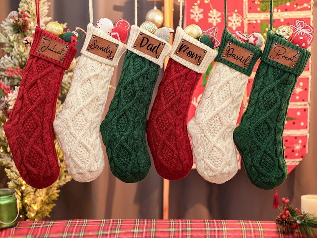 Personalized Christmas Stockings Engraved/ Knit Stocking Etsy