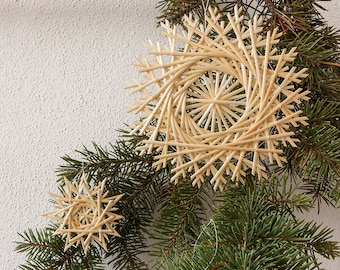 Straw stars - set of 6. Christmas tree decoration. Straw stars. Straw snowflakes. Christmas gifts Set of six stars.