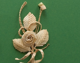 Straw decoration Small composition of straw flowers Weaving branches Straw ornaments Eco-friendly Boutonniere