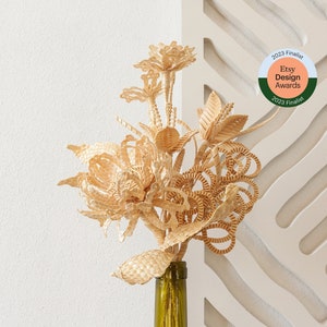 ETSY DESIGN AWARDS finalist 2023  Bouquet straw flowers Unique flowers from straw Flowers made of natural straw