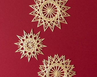 Straw stars - set of 5. Christmas tree decoration. Straw stars. Straw snowflakes. Christmas gifts Set of five stars. Small star ornaments