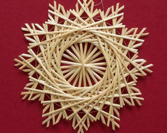Straw snowflakes. Set of Christmas decorations. Christmas tree decoration. Straw stars. Christmas gifts original design Ukrainian traditions