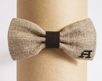 Pocket square with embroidery Burlap wedding accessories Country wedding Rustic accessory Christmas gift