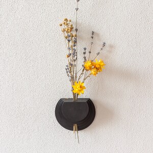 Alleen wandvaas. Houder voor droogbloemen Houten wanddecoratie Minimalistische vaas Geometrisch wanddecor Vaas voor droogbloemen en stelen afbeelding 3
