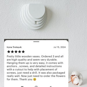 Alleen wandvaas. Houder voor droogbloemen Houten wanddecoratie Minimalistische vaas Geometrisch wanddecor Vaas voor droogbloemen en stelen afbeelding 9