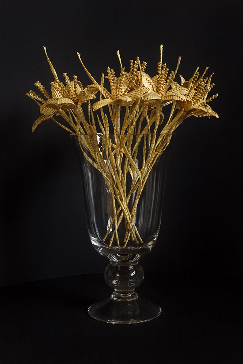 Flowers made of natural straw Bouquet straw flowers Woven Etsy