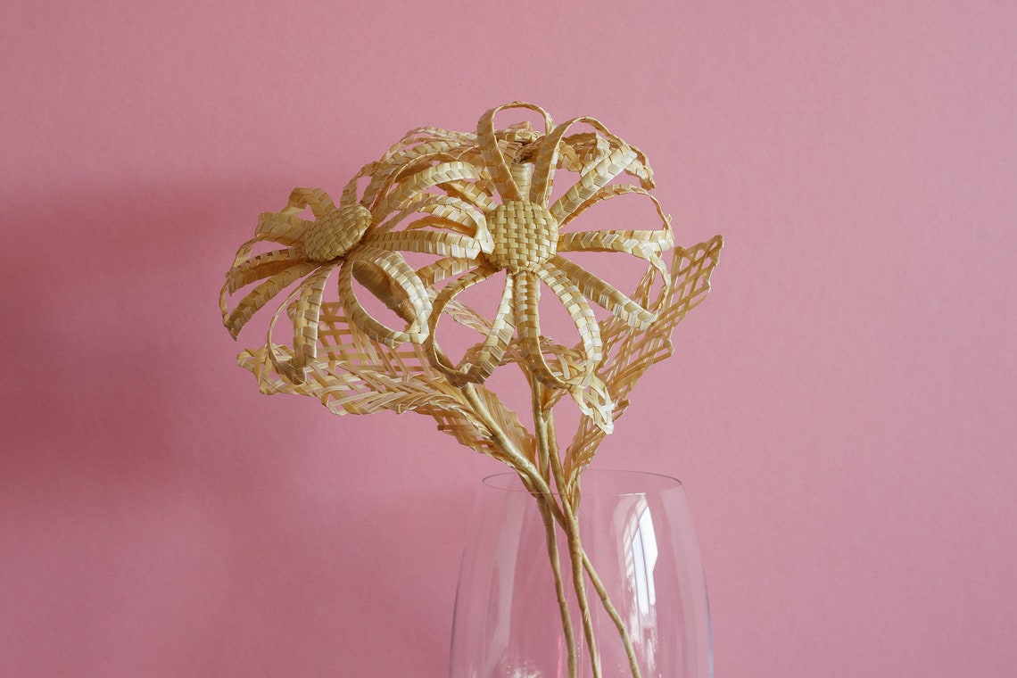 Flowers made of natural straw Flower with bud Bouquet straw Etsy