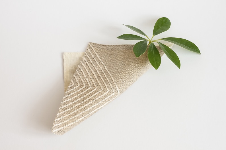 Pocket square with embroidery Burlap wedding accessories Country wedding Rustic accessory Christmas gift