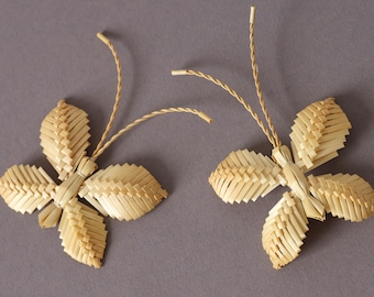 Straw butterflies, Woven butterflies, Rye straw decorative items, Bouquet decoration, Decorative insects