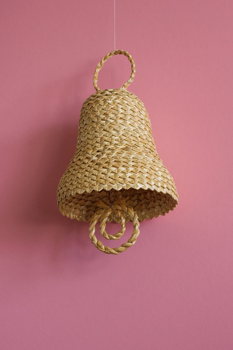 Wicker straw bell Bells set of two bells Straw bell Decorative Etsy