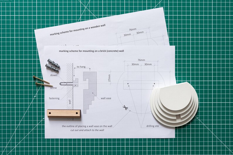 Alleen wandvaas. Houder voor droogbloemen Houten wanddecoratie Minimalistische vaas Geometrisch wanddecor Vaas voor droogbloemen en stelen afbeelding 10