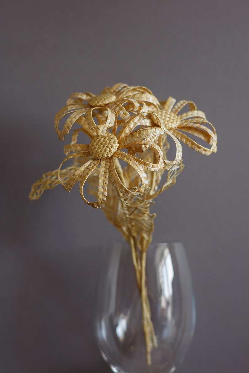 Flowers made of natural straw Flower with bud Bouquet straw Etsy