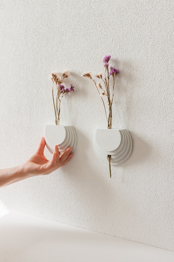 Wall vase only. Holder for dried flowers Wood decor wall hanging Minimalist vase Geometric wall decor Vase for dry flowers and stems