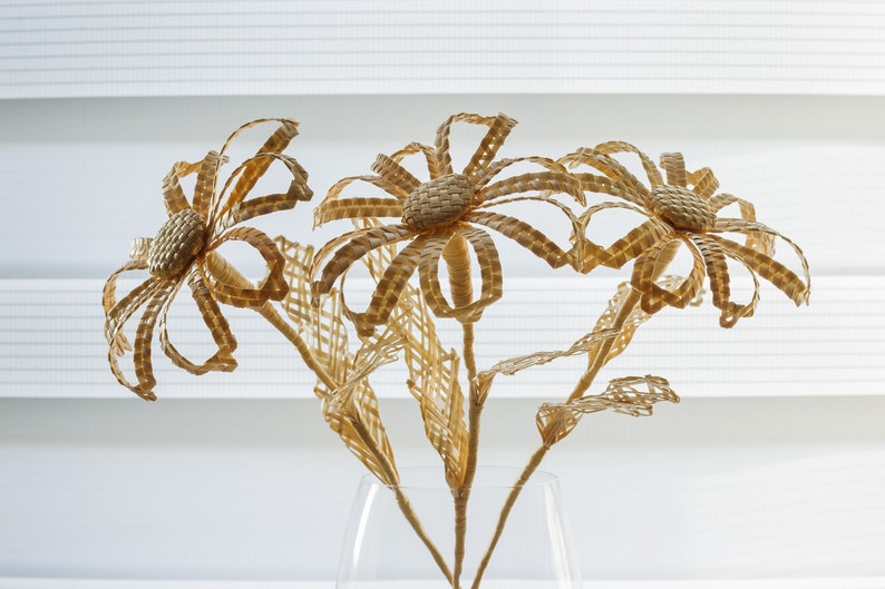 Flowers made of natural straw Flower with bud Bouquet straw Etsy