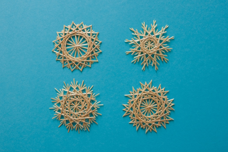 Straw Snowflakes. Set of Christmas Decorations. Christmas Tree Etsy