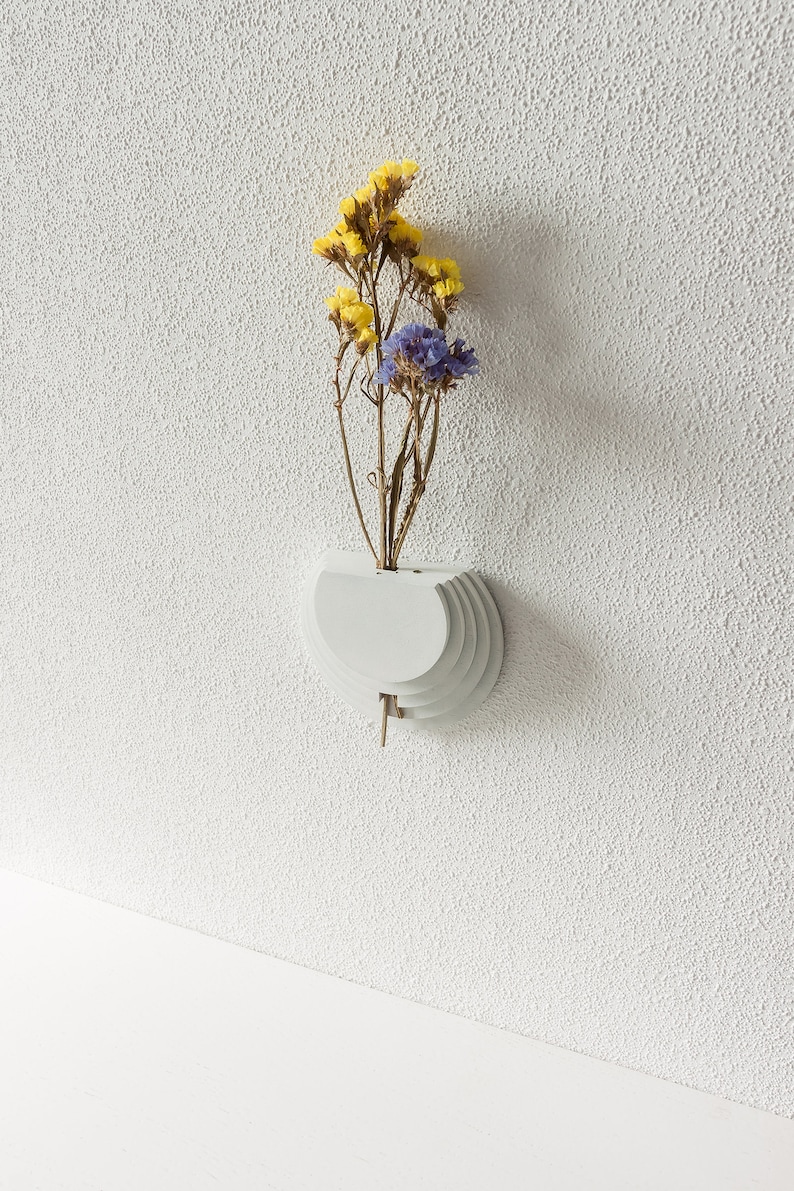 Alleen wandvaas. Houder voor droogbloemen Houten wanddecoratie Minimalistische vaas Geometrisch wanddecor Vaas voor droogbloemen en stelen afbeelding 2