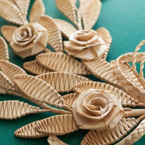 Straw branch Composition of leaves made of straw Straw wall decoration Weaving branches Straw ornaments Eco-friendly Dry floral art
