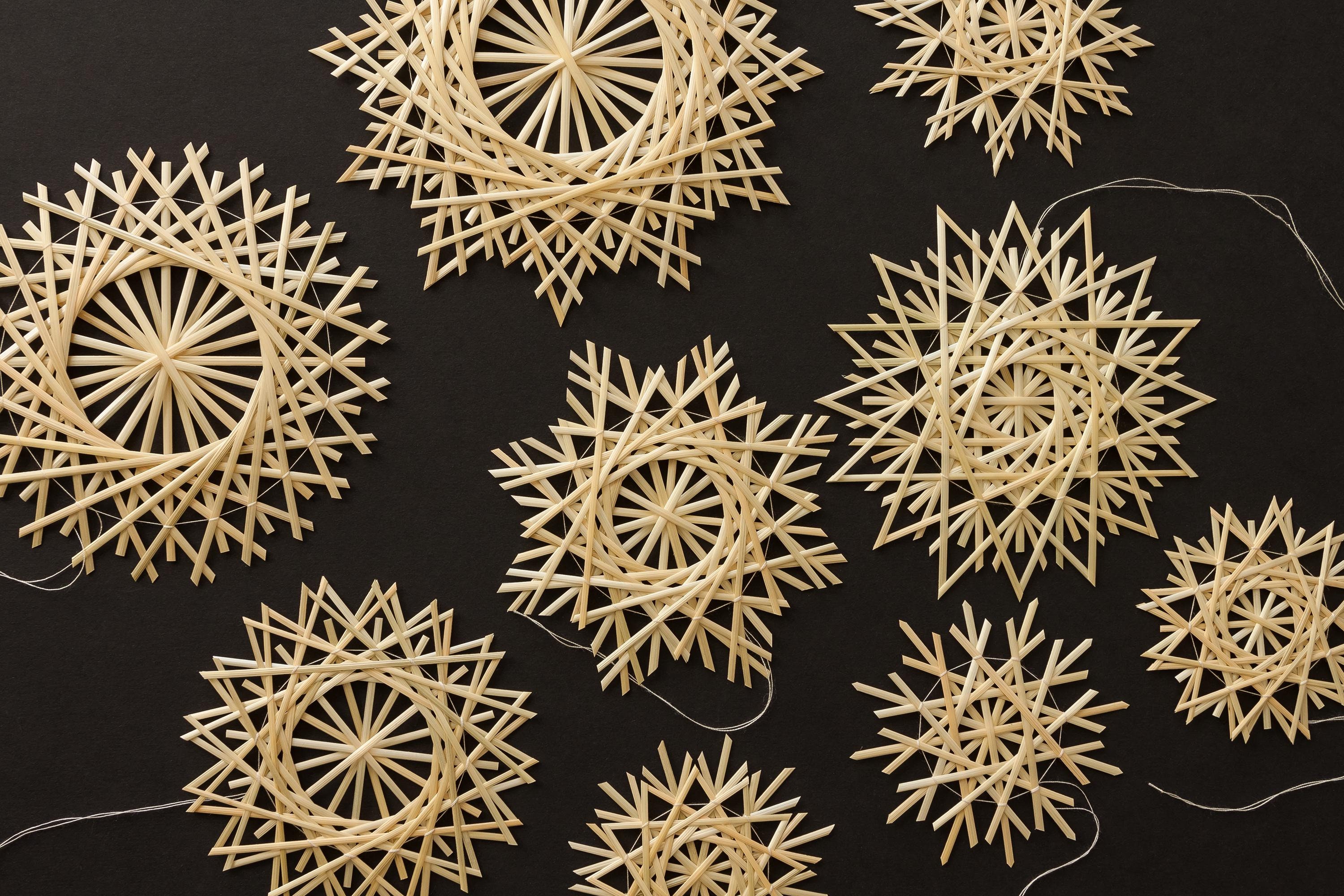 Straw Stars - Set of 9. Christmas Tree Decoration. Straw Stars. Straw