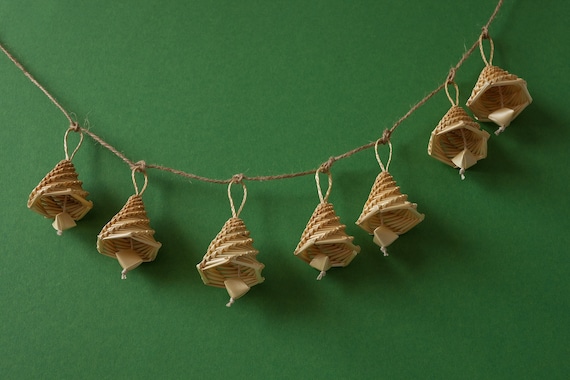 Set of seven bells. Straw bells. Decorative bells. Ukrainian souvenir. Straw ornaments. Straw hanging Christmas tree ornament. Straw gift